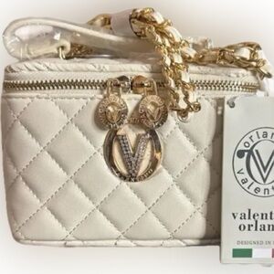 Valentino Orlandi Mini Cream and Gold Quilted Bag